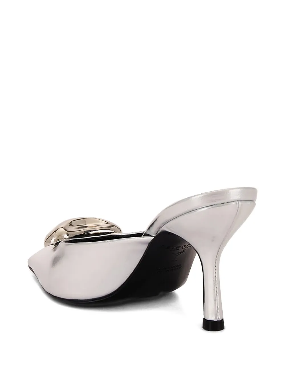 Retroféte Francesca Leather Kitten Mule In Metallic
