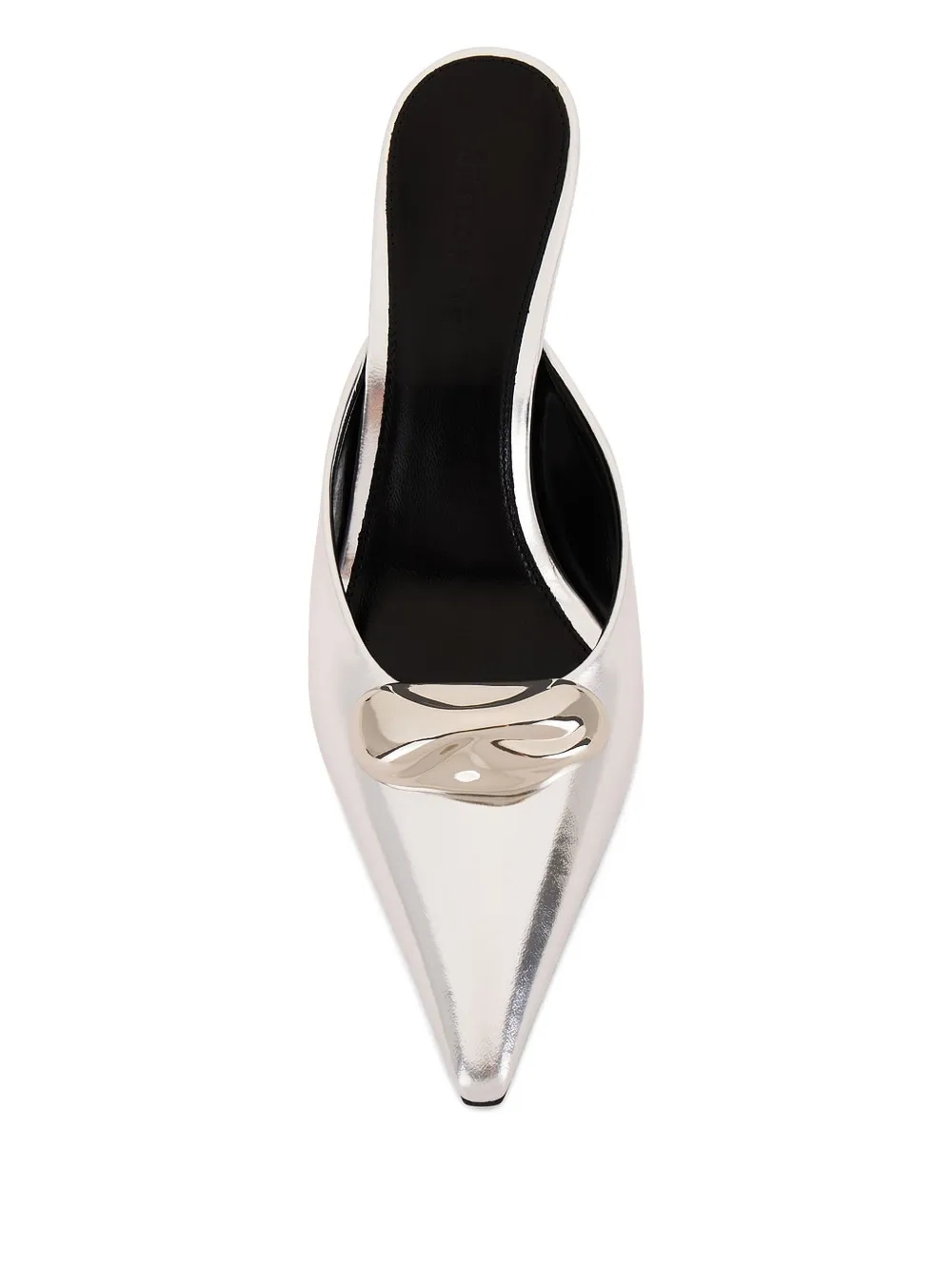 Retroféte Francesca Leather Kitten Mule In Metallic