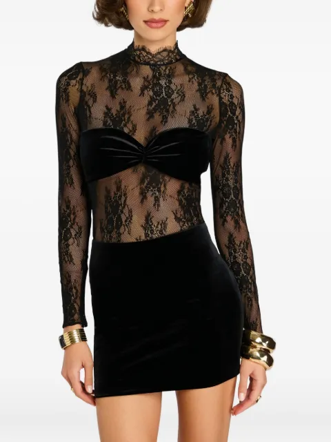 Retrofete Brigette lace-velvet mini dress