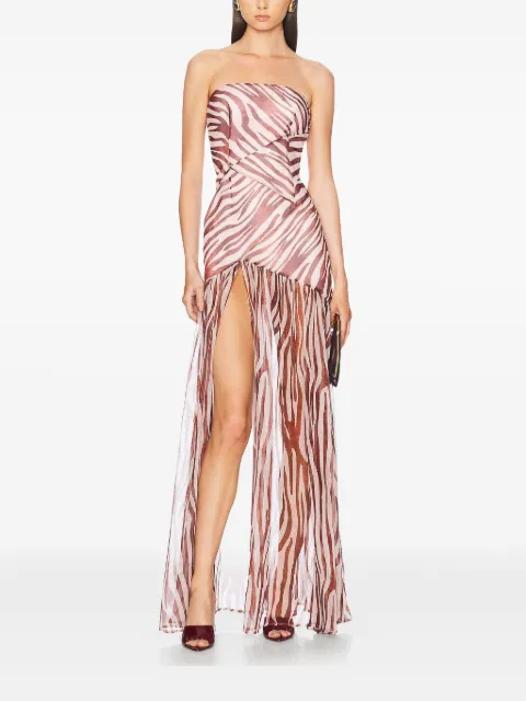 Retrofete Nicole zebra-print strapless dress