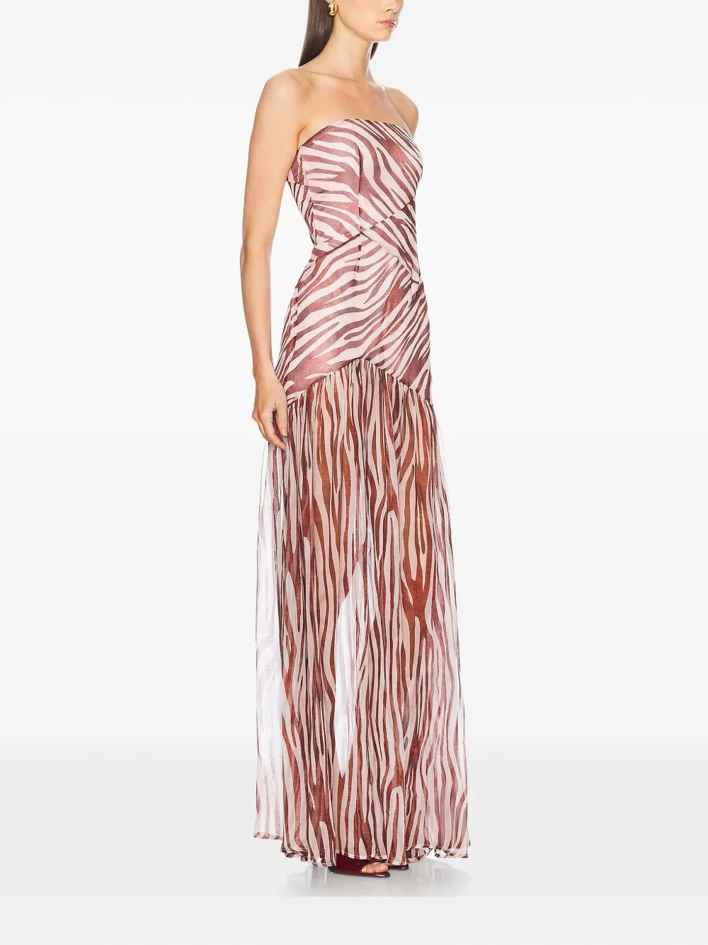 Retrofete Nicole zebra-print strapless dress - Roze