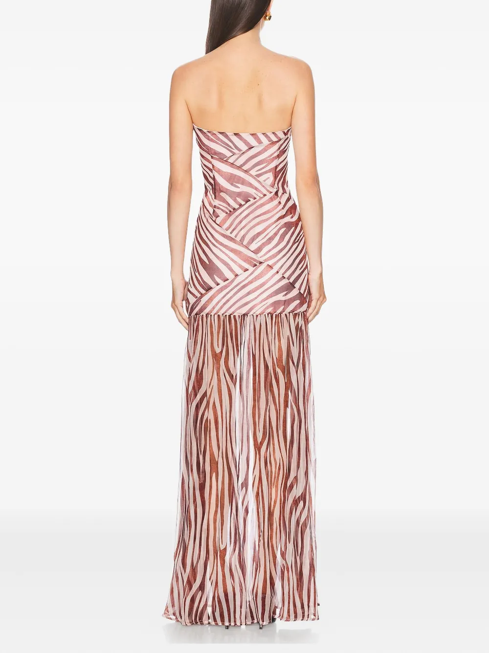Retroféte Nicole Zebra-print Strapless Dress In Brown