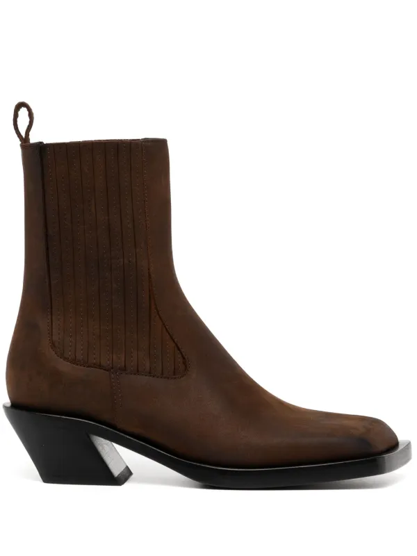 Amina Muaddi Chiara Chelsea Boots in Brown