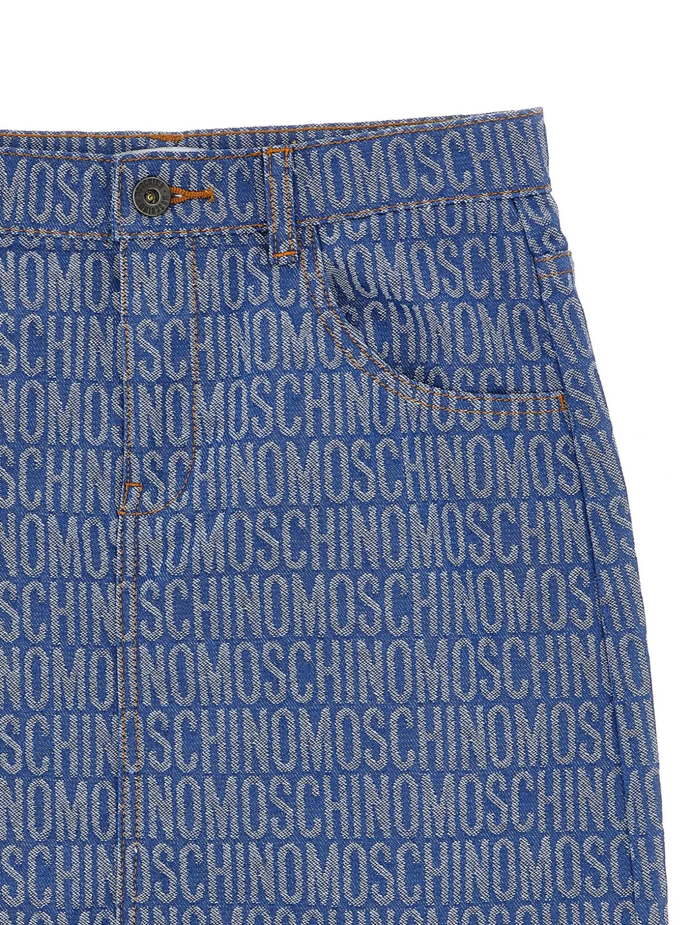 Moschino Kids Mini-rok met logo jacquard Blauw