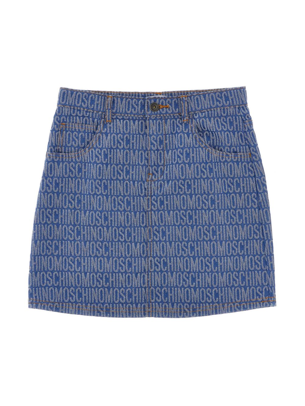 Moschino Kids logo-jacquard miniskirt - Blue