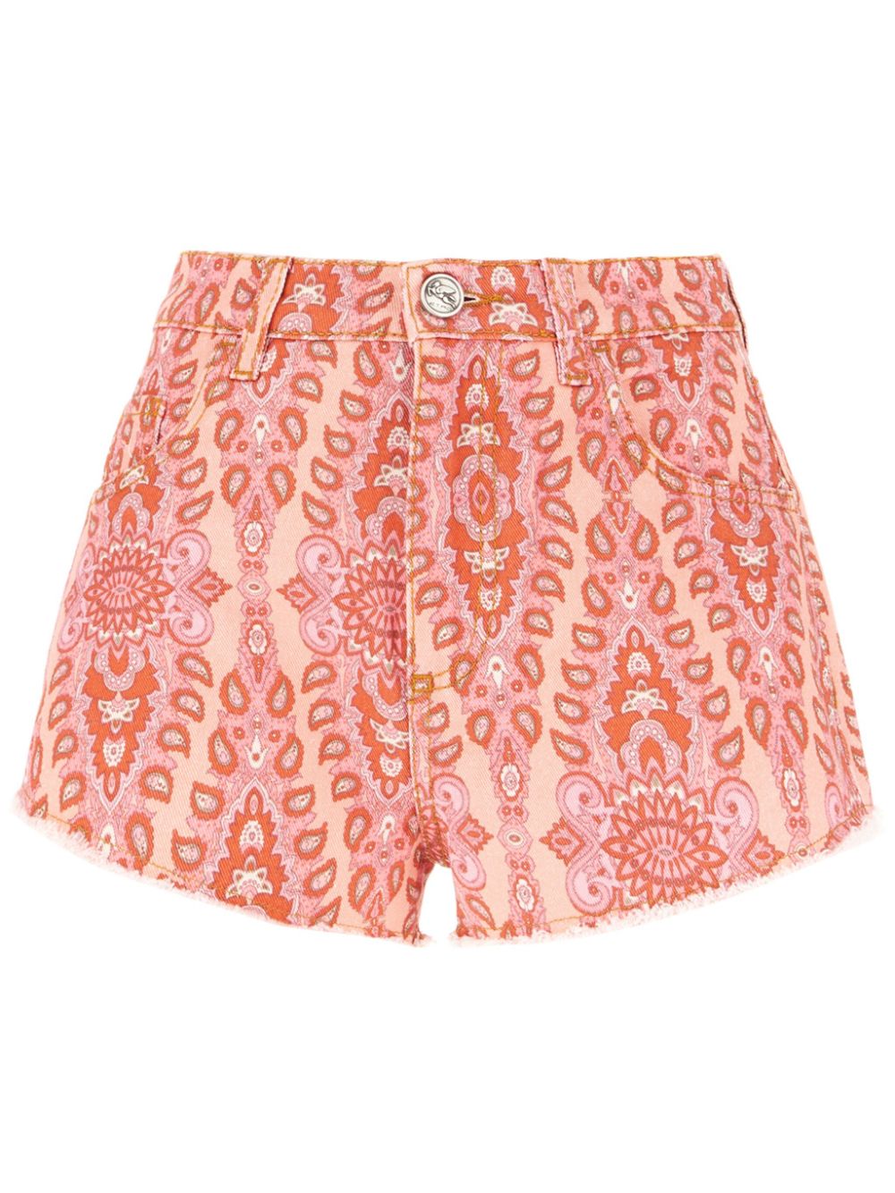 paisley-print denim shorts