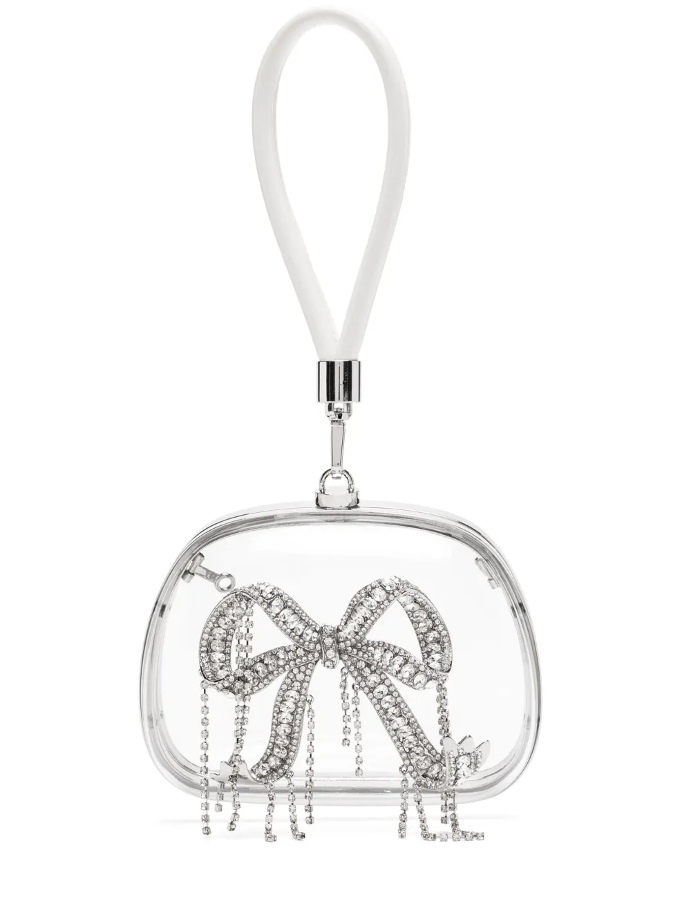 Self-Portrait clear top handle clutch bag | Silver | Image 1