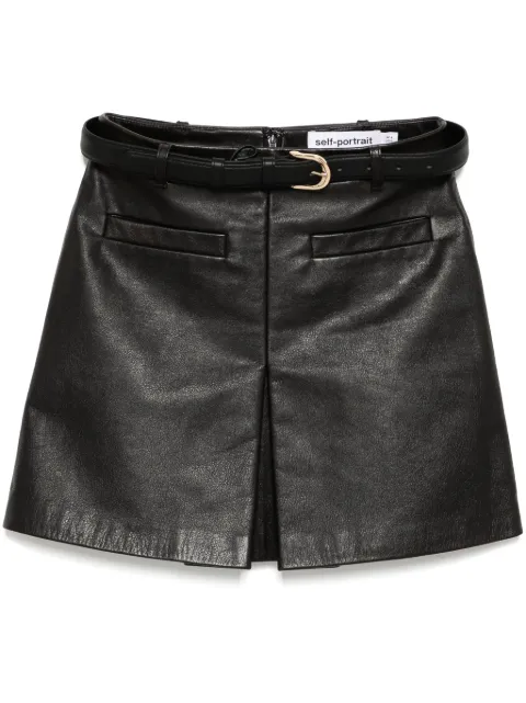 Self-Portrait leather mini skirt