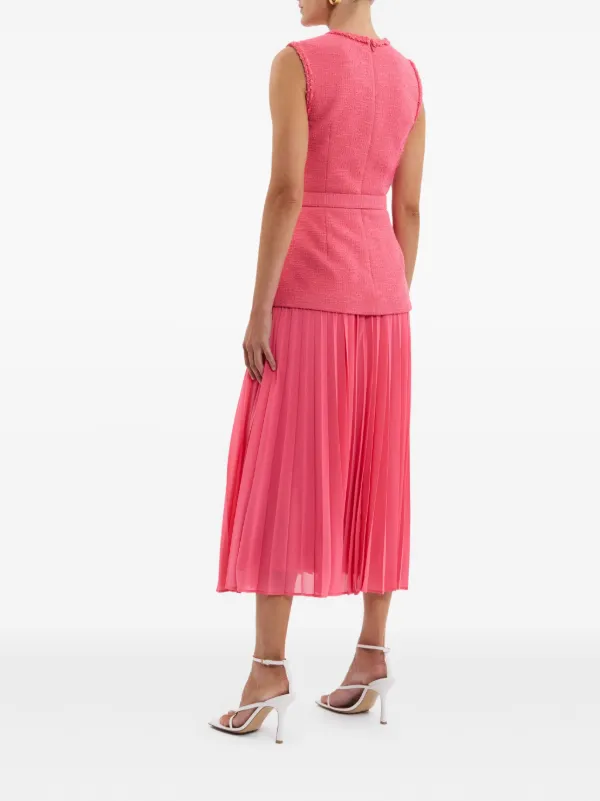 strapless open back dress Strapless A-Line Midi Dress In Dark Pink main image 0