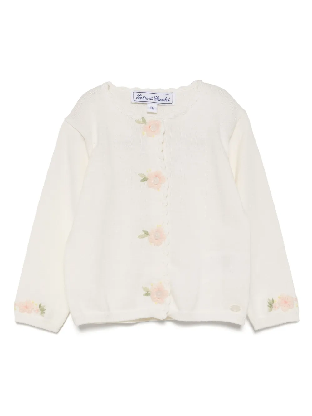 Tartine Et Chocolat floral-embroidered cardigan Wit