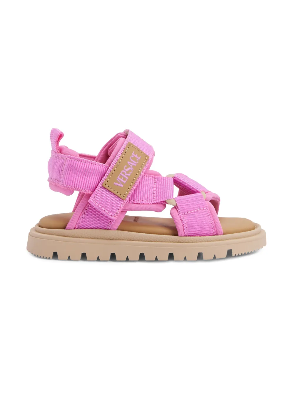 Versace Kids logo-patch sandals Pink