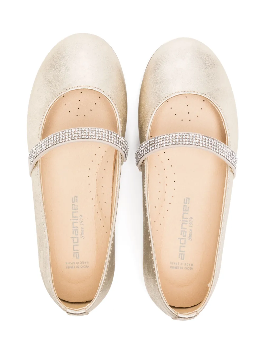ANDANINES Ballerina's verfraaid met kristallen Goud