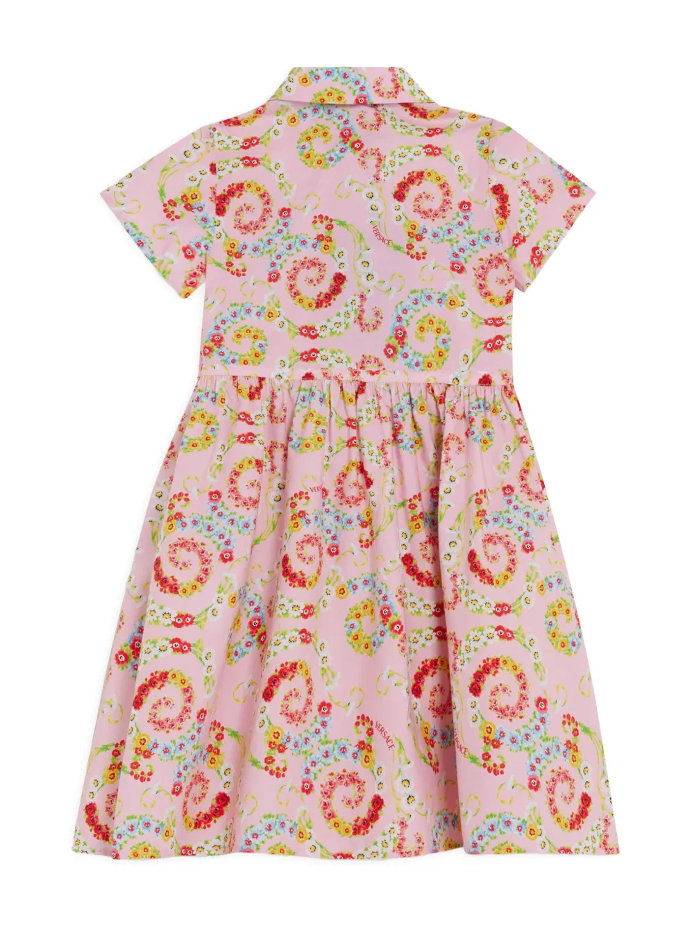 Versace Kids floral-print shirt dress - Roze