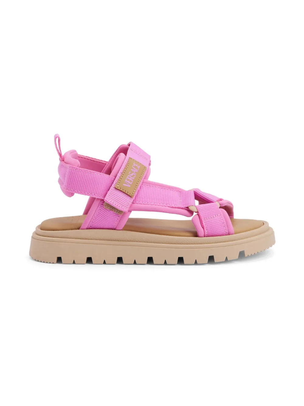 Versace Kids logo-patch sandals - Roze