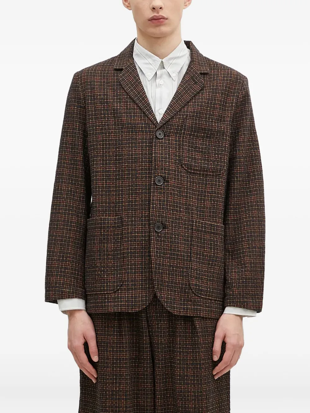 checked patch-pocket blazer