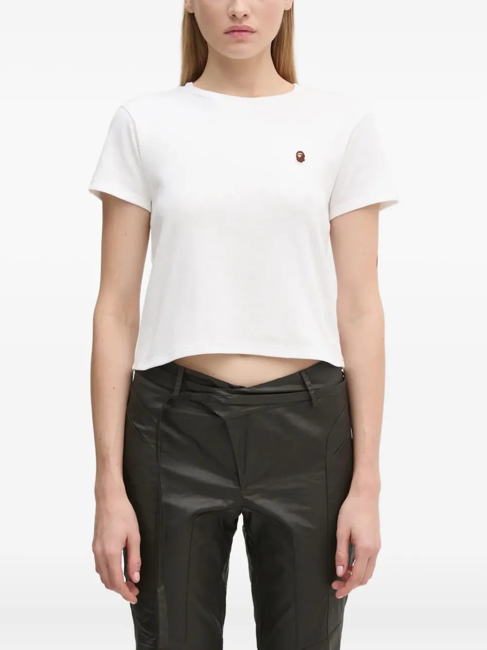 A BATHING APE One Point cropped top met geborduurd logo Wit