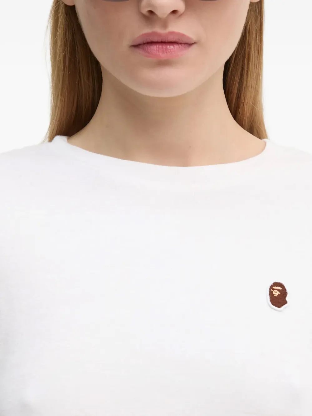 A BATHING APE One Point cropped top met geborduurd logo Wit