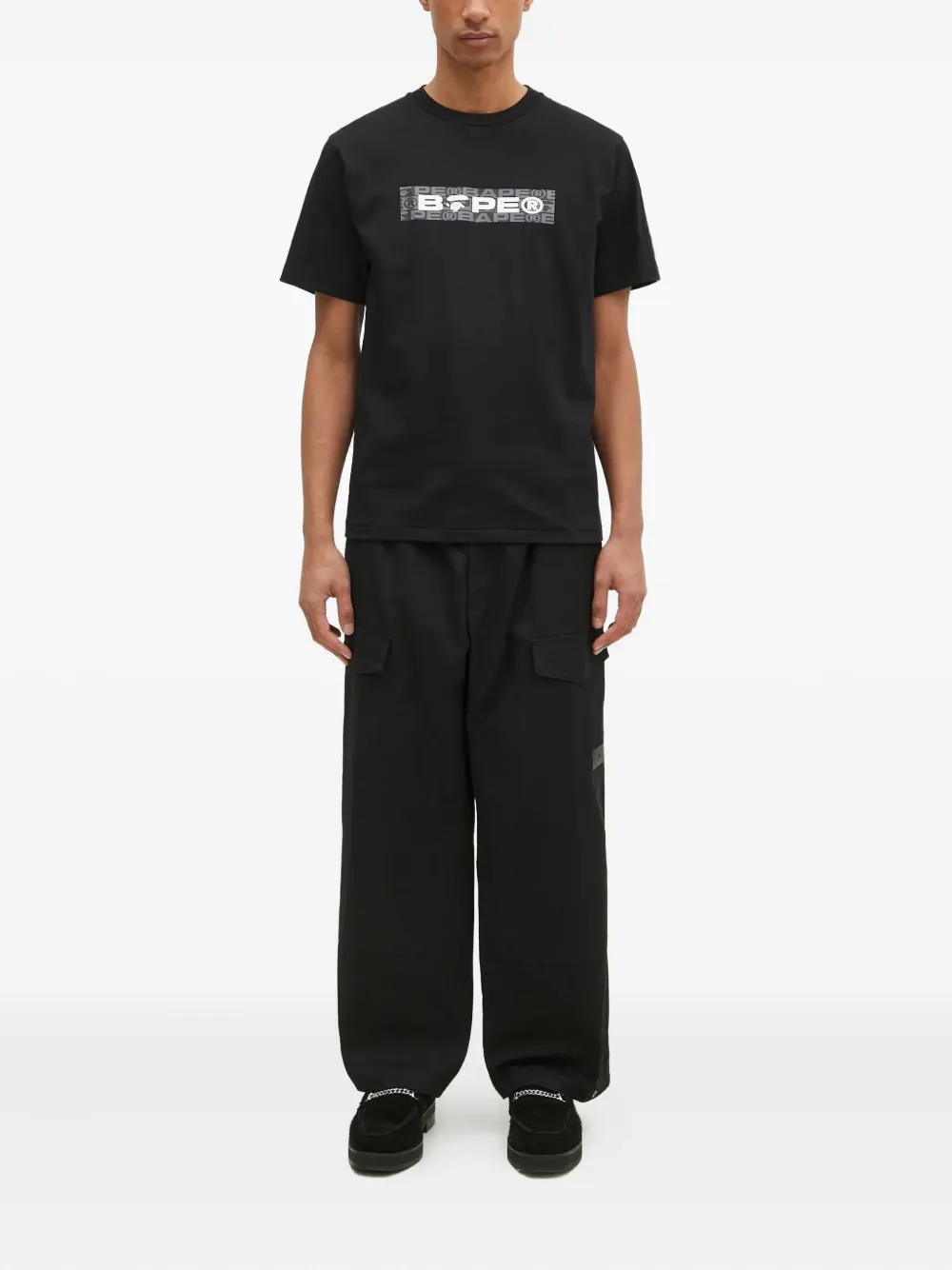 A BATHING APE logo-print T-shirt - Zwart