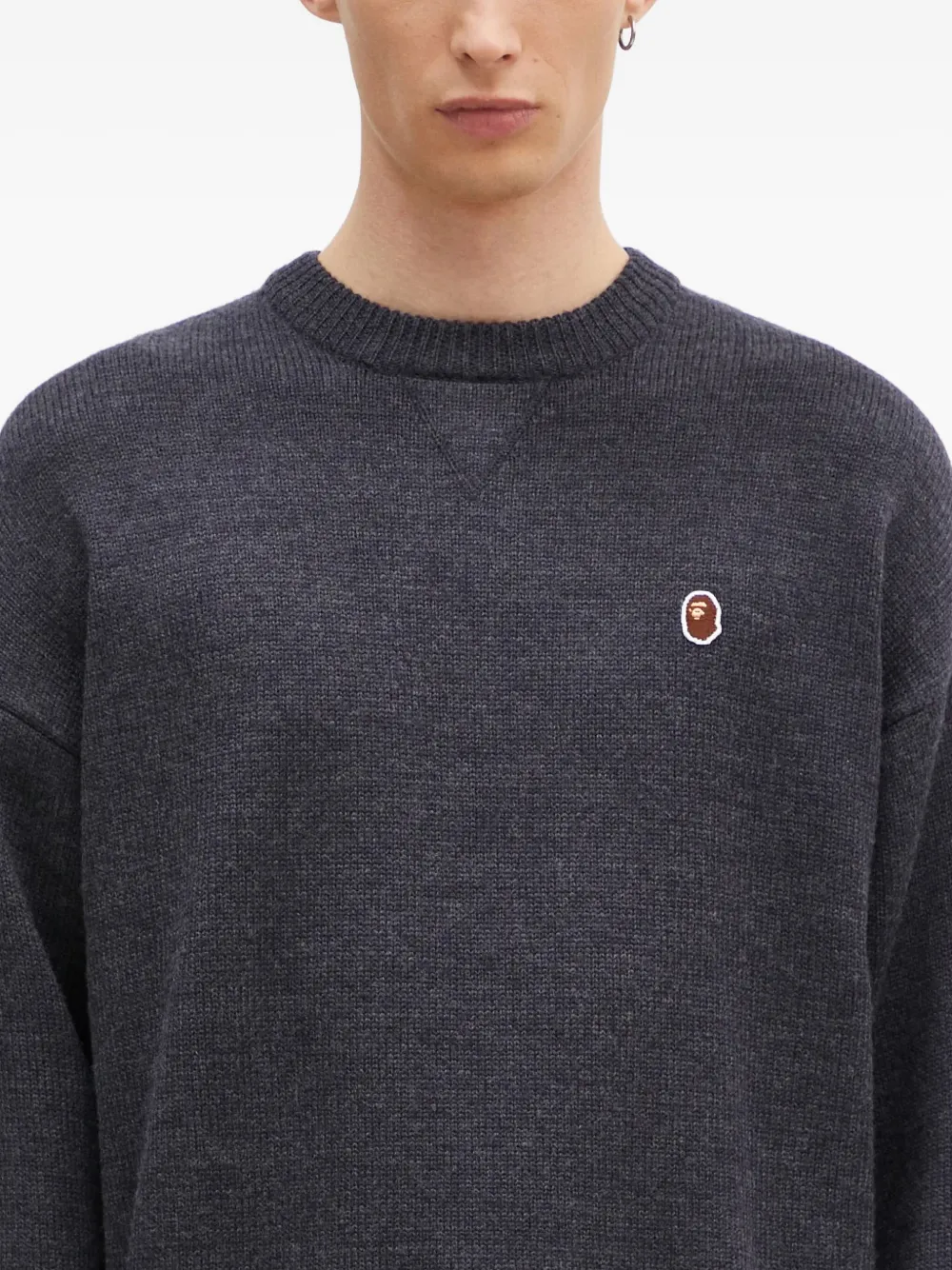 A BATHING APE One Point trui met ronde hals en logo-applicatie Grijs