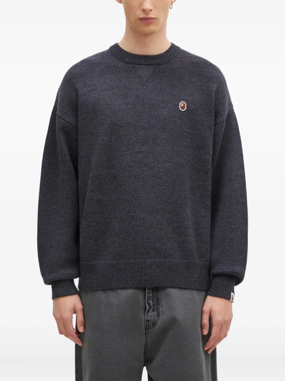 A BATHING APE® One Point logo-appliqué crew-neck sweater | Grey | Image 1