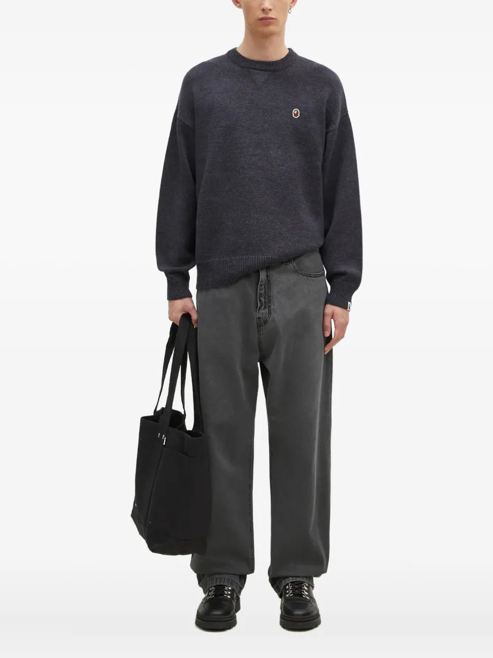 A BATHING APE® One Point logo-appliqué crew-neck sweater | Knitted Sweaters | Image 2
