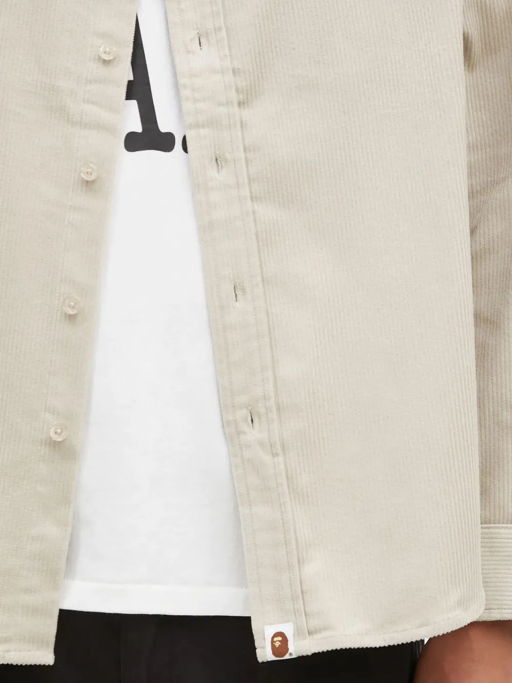 A BATHING APE Ribfluwelen overhemd Beige