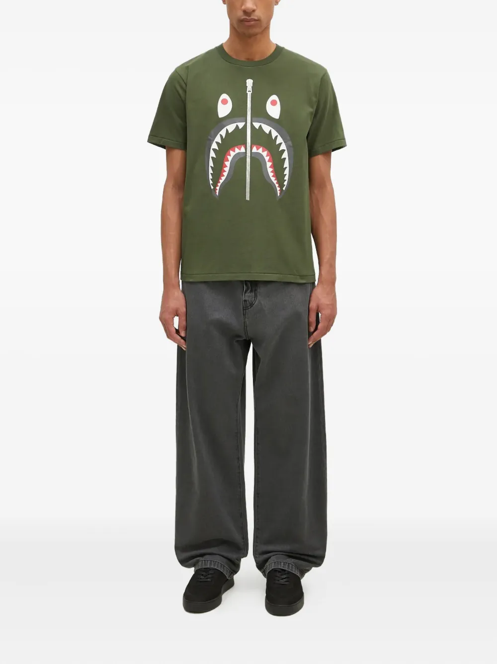 A BATHING APE shark-print T-shirt - Groen