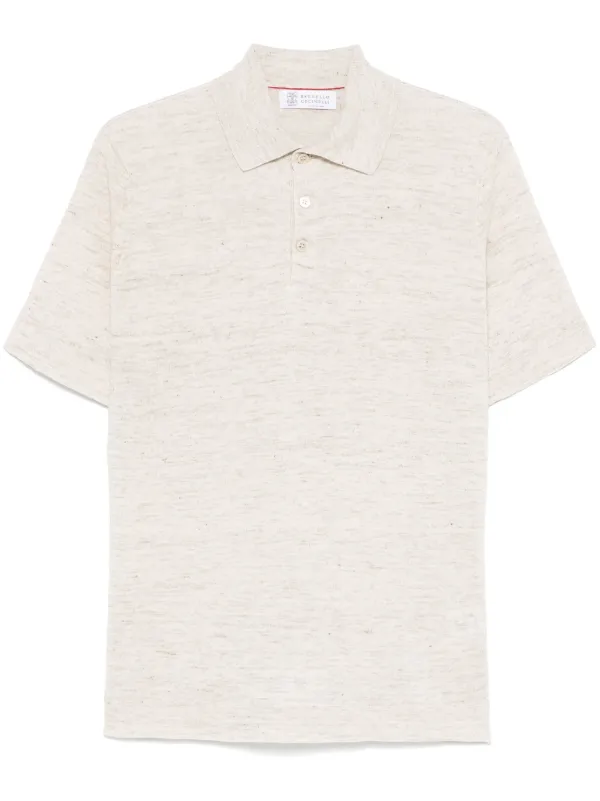 Brunello Cucinelli Fine-knit Polo Shirt in Neutrals