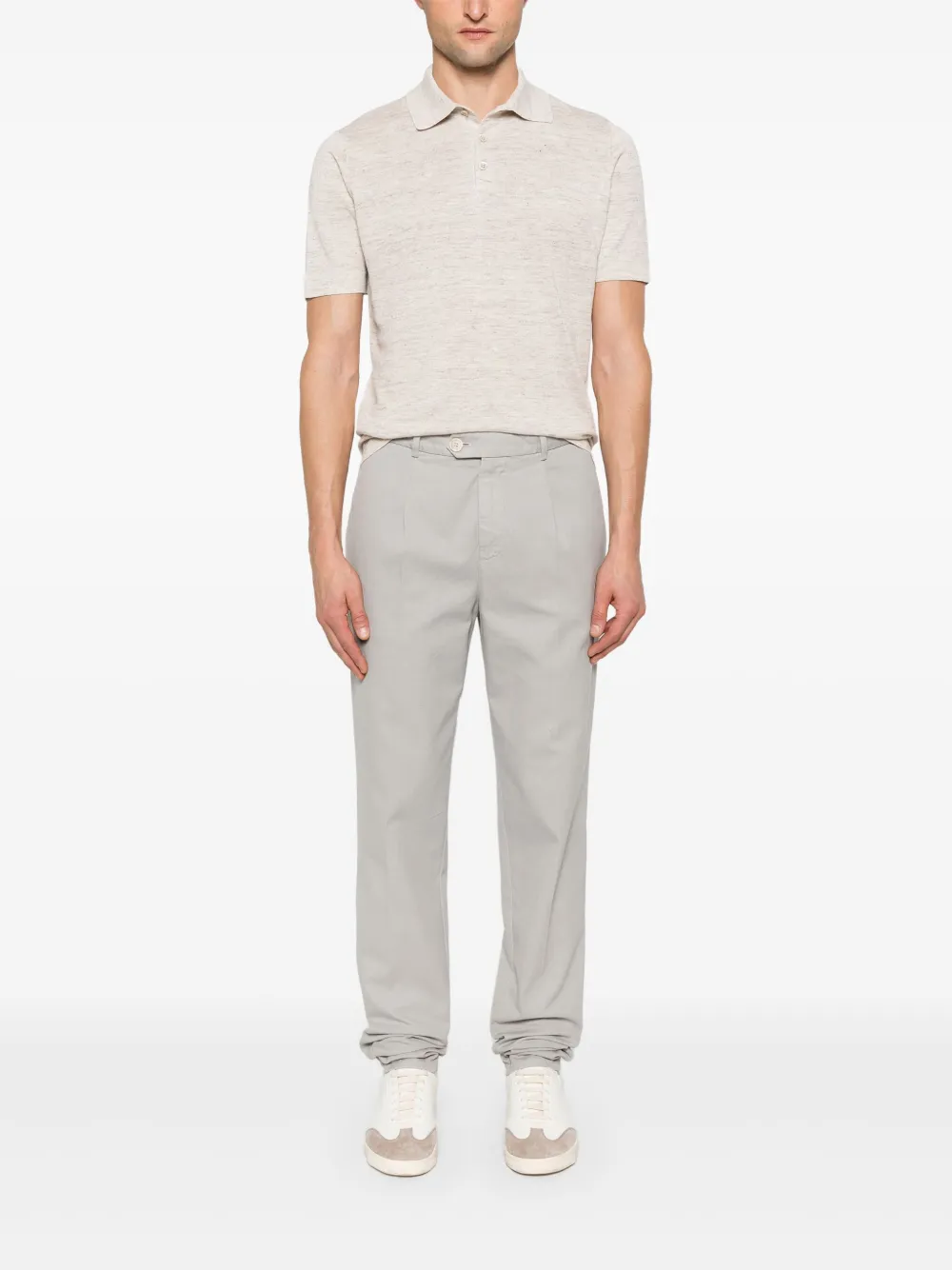brunellocucinelli Brunello Cucinelli Fijngebreid poloshirt - Beige