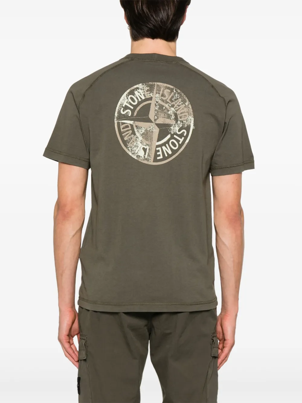 Stone Island T-shirt met Compass-print Groen