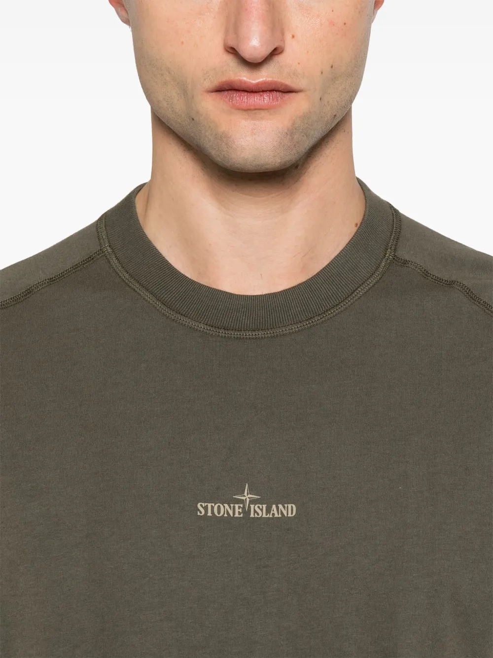 Stone Island T-shirt met Compass-print Groen