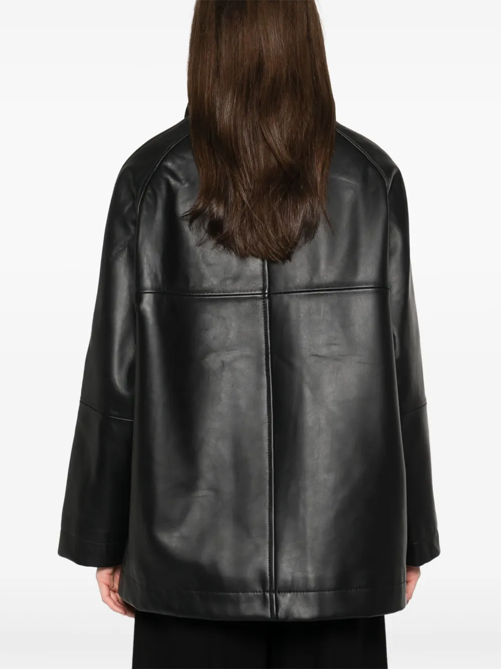 Studio Nicholson Ridger Leather Coat In 黑色
