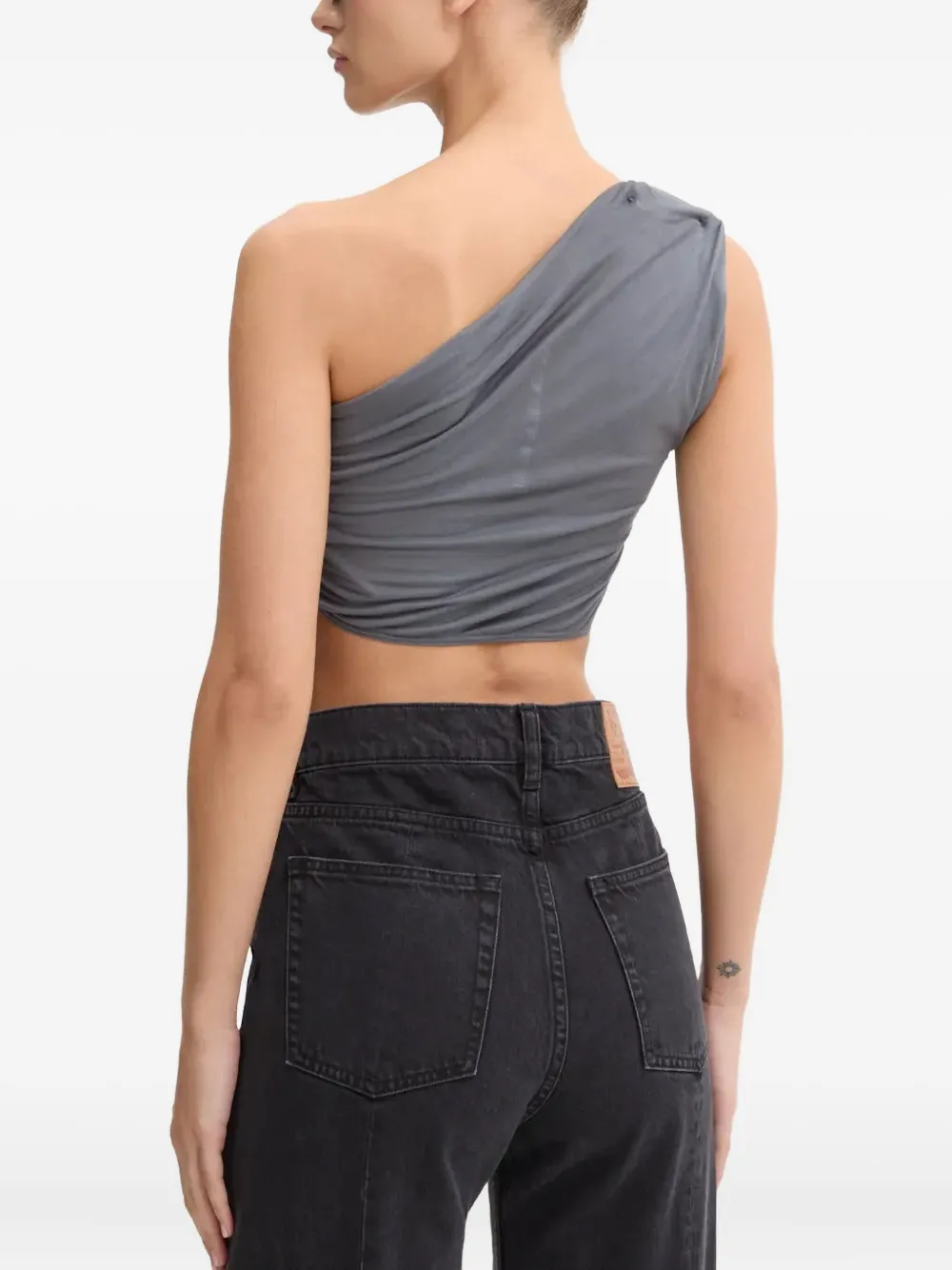 Rick Owens One-shoulder Draped Top In Gray