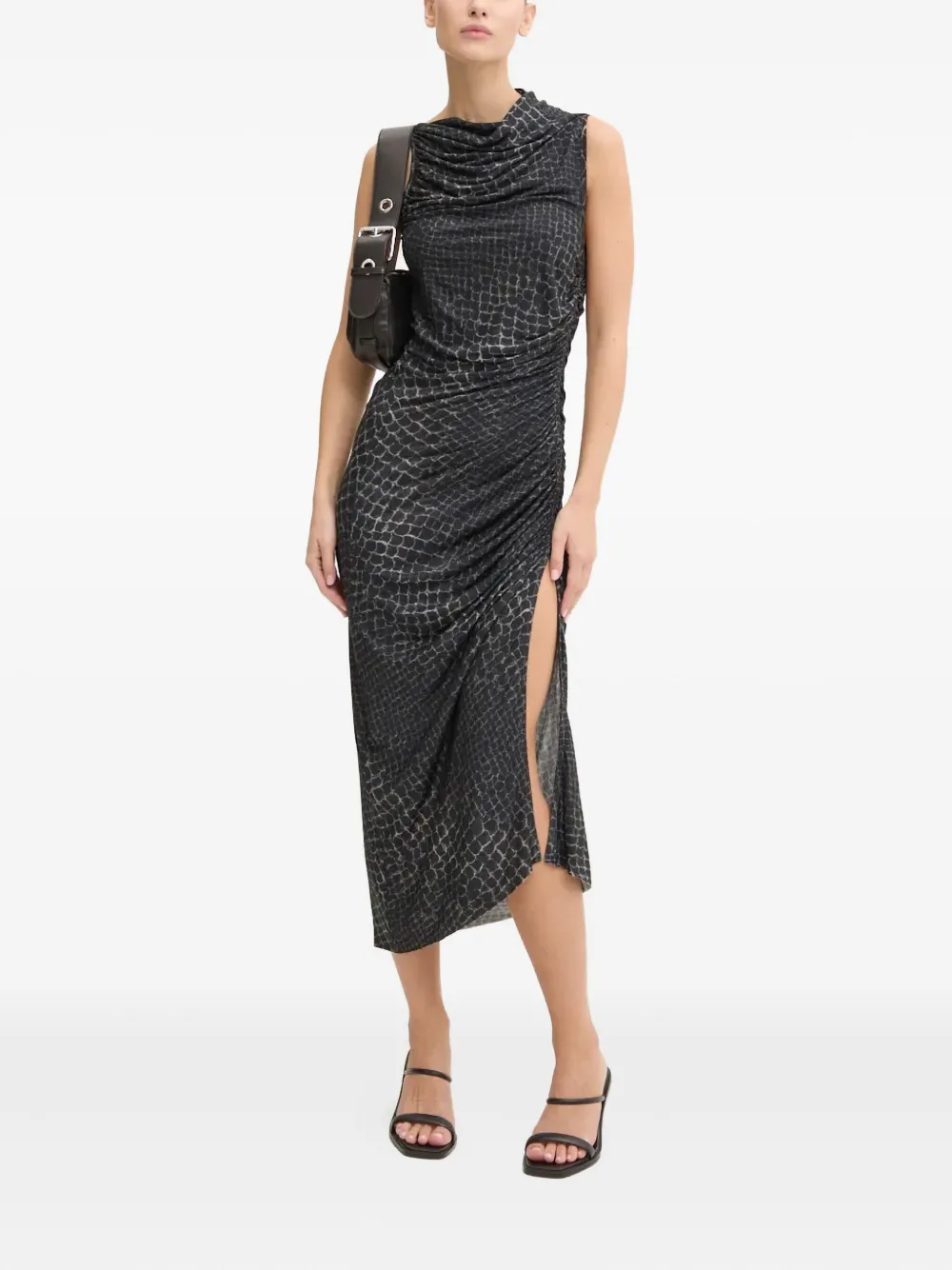 Rick Owens Sleeveless Side-split Midi Dress In Black