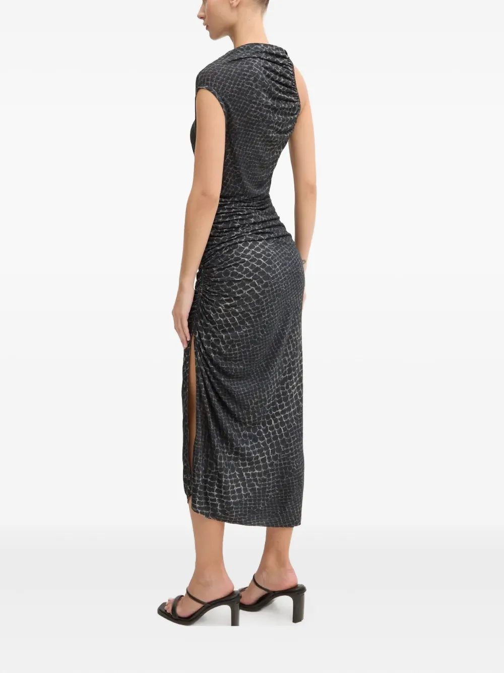 Rick Owens Svita Printed Ruched Jersey Gown In Gray