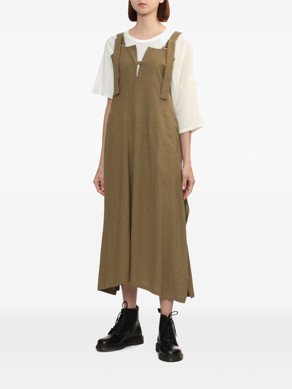 Y's Gedrapeerde midi-jurk - Beige