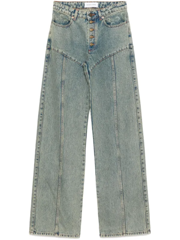【大人気】MARINE SERRE Moon Laser デニムフレアジーンズ Moon Laser Denim Straight Jeans • Marine Serre