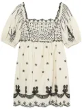 Sea embroidered mini dress - White