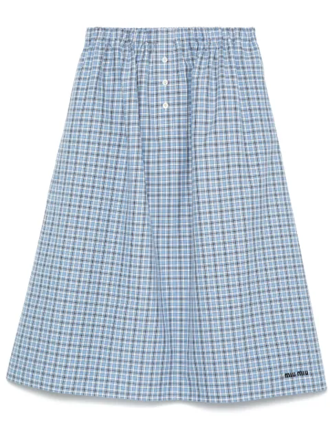 Miu Miu plaid-check midi skirt