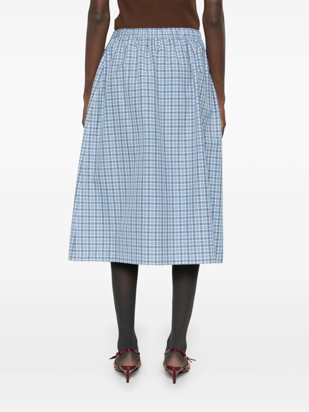 Miu Geruite midi-rok Blauw