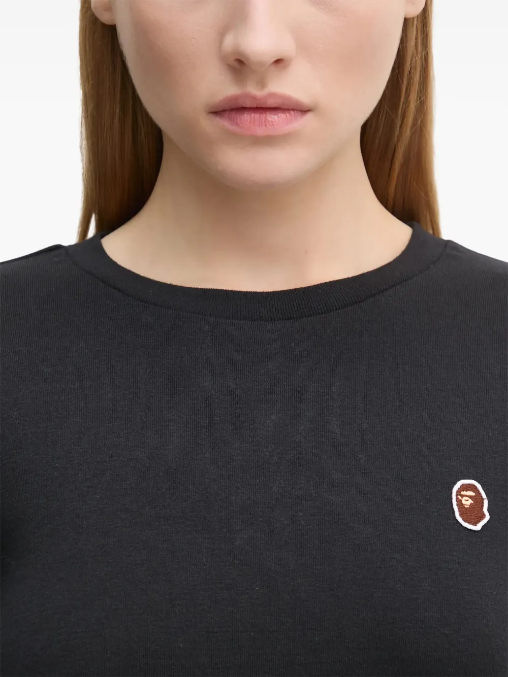 A BATHING APE T-shirt met geborduurd logo Zwart