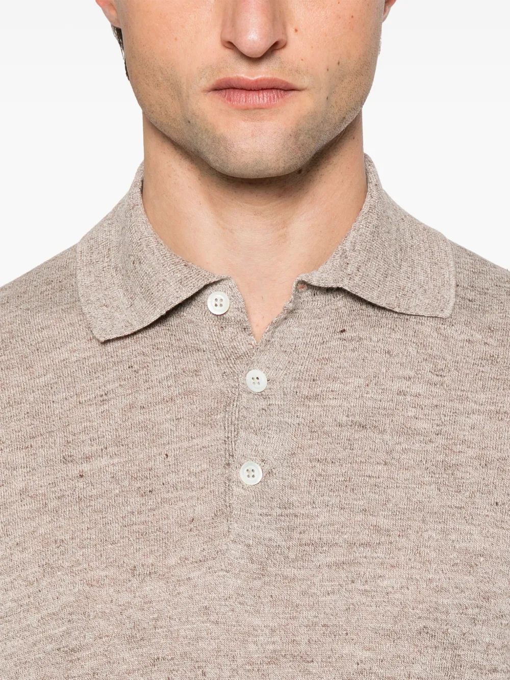 Brunello Cucinelli Fijngebreid poloshirt Bruin