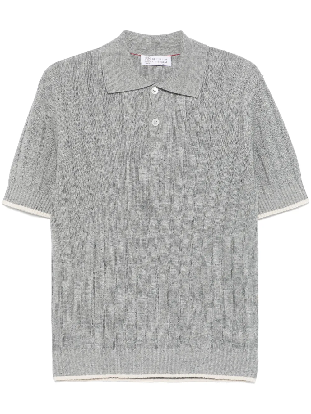 Brunello Cucinelli contrast-trim polo shirt - Grey