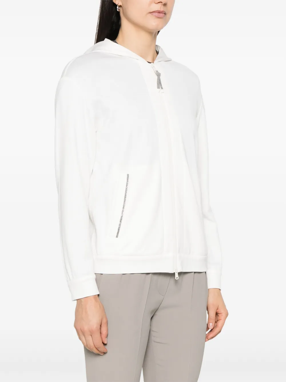 Brunello Cucinelli Hoodie met moniliketting Wit