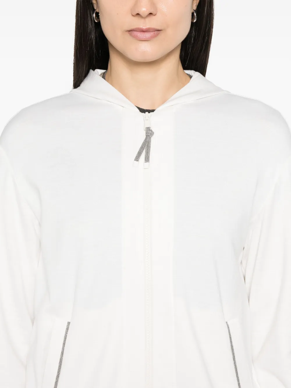 Brunello Cucinelli Hoodie met moniliketting Wit