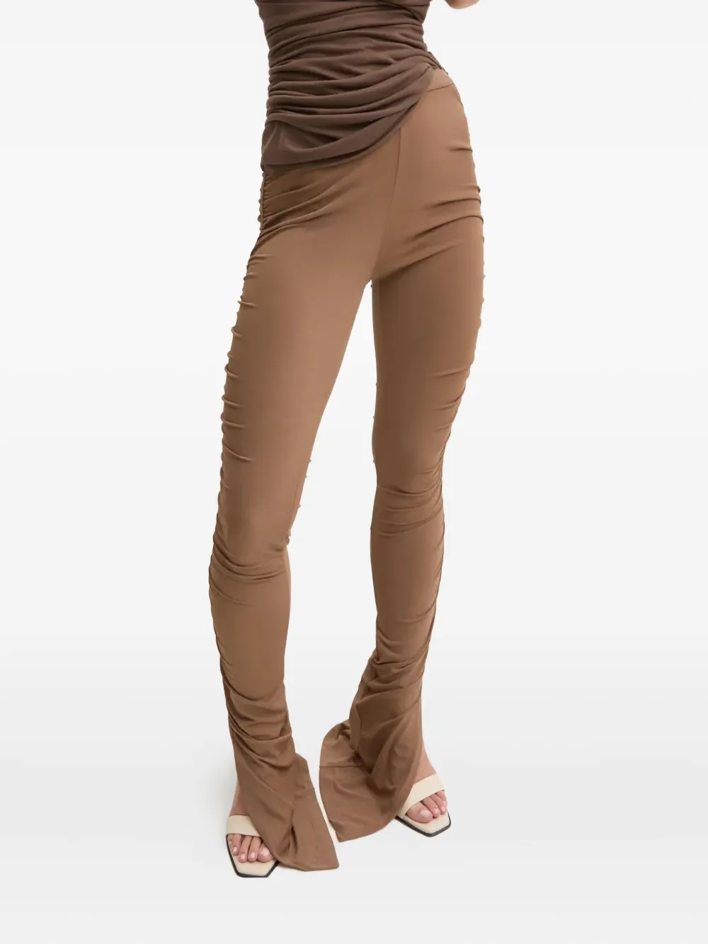 Rick Owens Lilies Broek met ruches en split Bruin