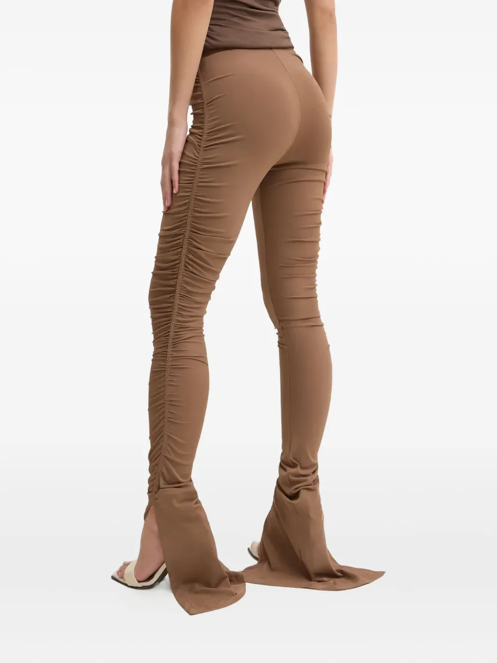 Rick Owens Lilies Broek met ruches en split Bruin