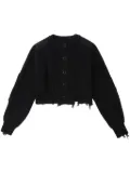 Y's crew-neck distressed cardigan - Black