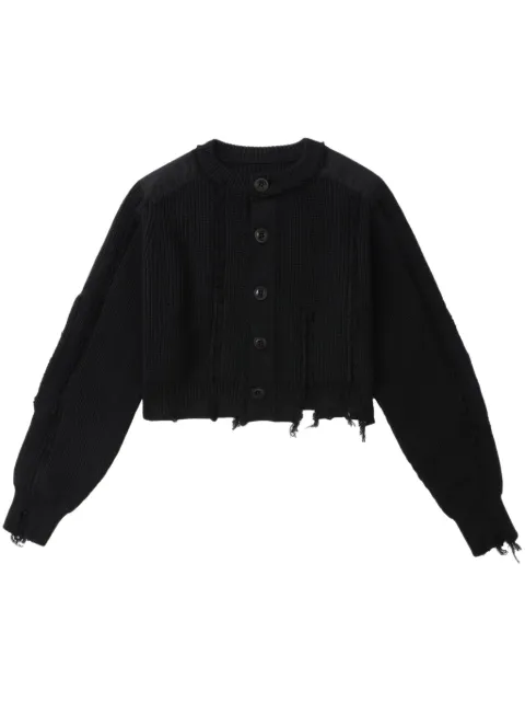 Y's crew-neck distressed cardigan 