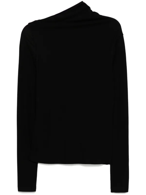 TOTEME｜ (Draped Jersey Top (251-WRT4462-FB0162 001)) Draped jersey top black – TOTEME